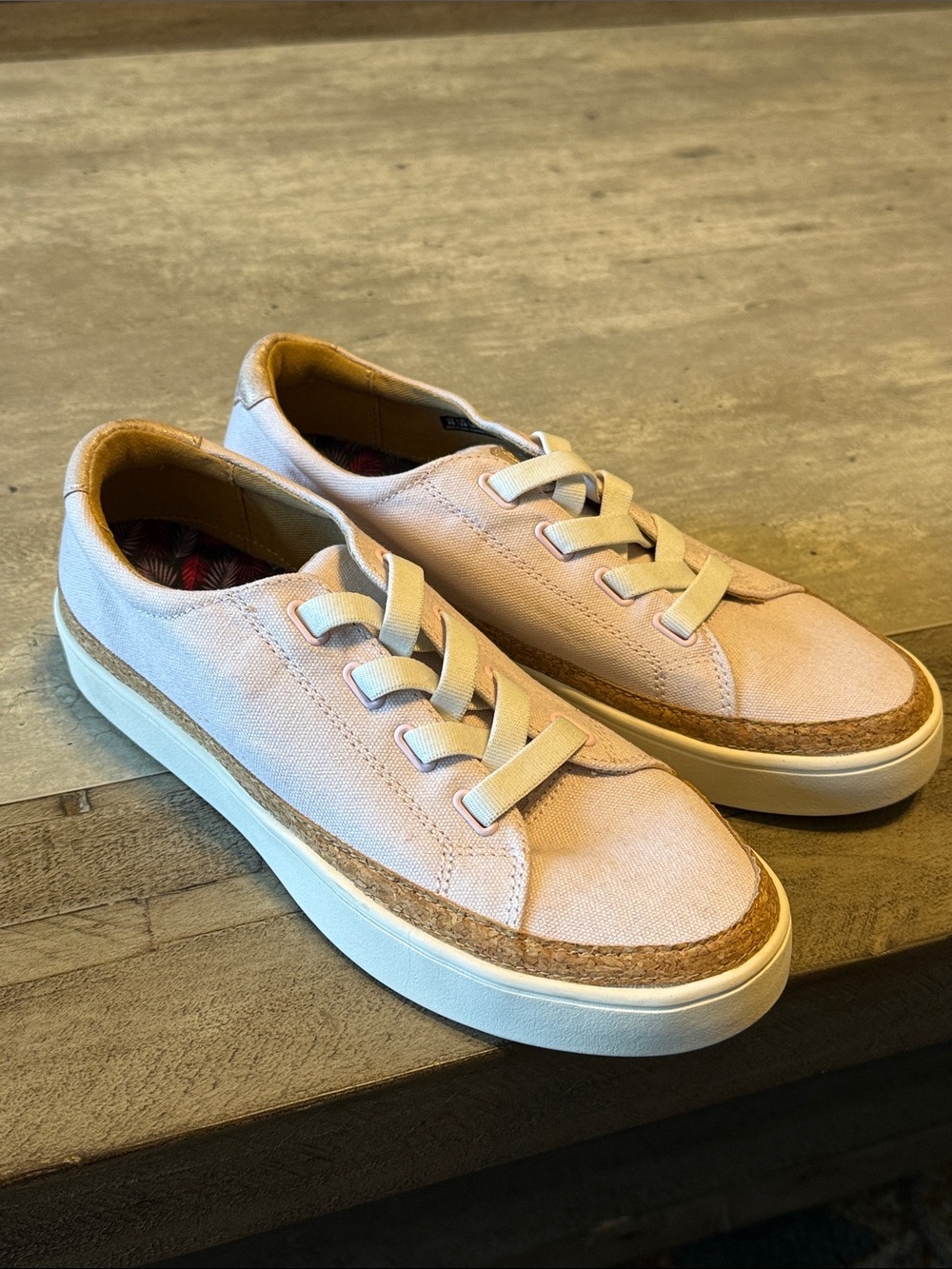 Light Pink Canvas Sneakers with Cork Trim